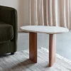 TANDA Table d'appoint organique en marbre et bois 37x56cm