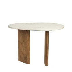 TANDA Table d'appoint organique en marbre et bois 37x56cm