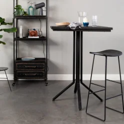 TANGLE Tabouret de bar en teck recyclé et métal H62cm