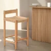 TANNO Lot de 2 tabourets de bar intérieur/extérieur en bois H66cm