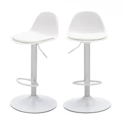 TEBAR Lot de 2 chaises de bar réglables en simili et métal H61-83cm
