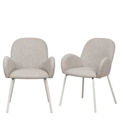 THÉODORE Lot de 2 fauteuils de table en tissu et métal