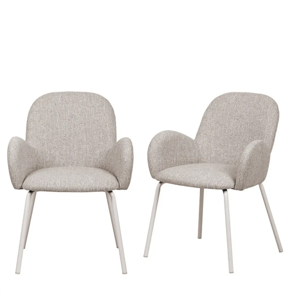 THÉODORE Lot de 2 fauteuils de table en tissu et métal