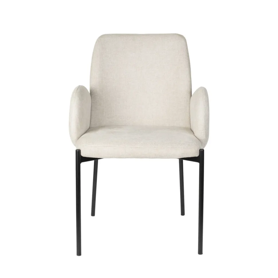 TJARDA Lot de 2 fauteuils de table en tissu et métal