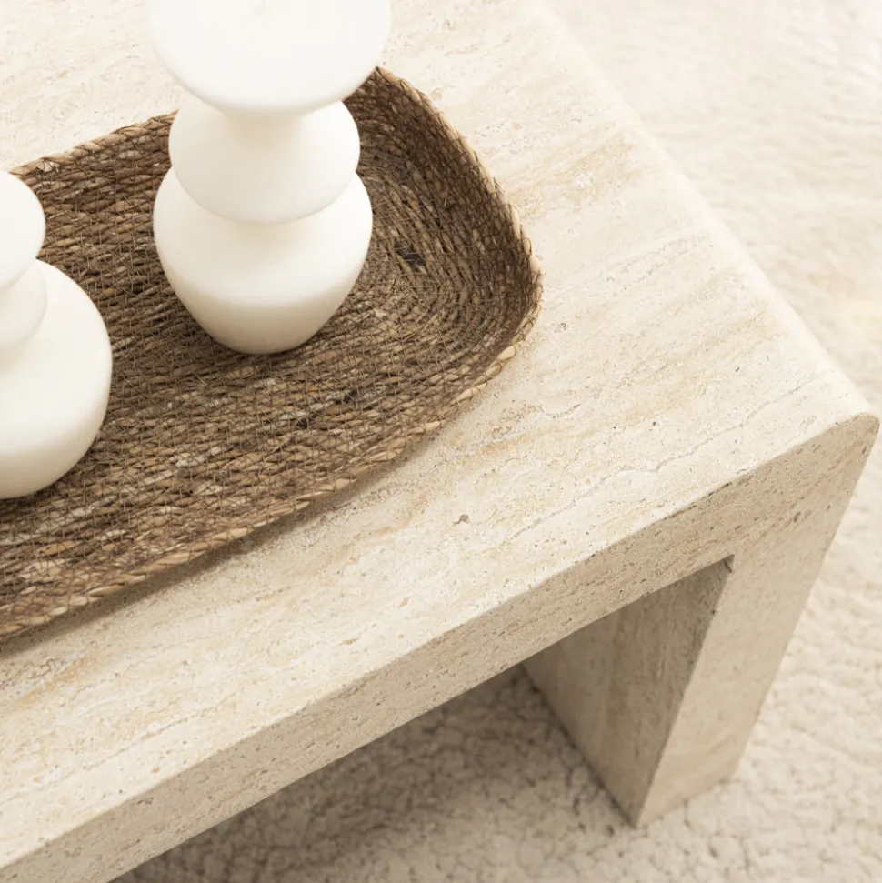 TOCOA Table basse effet travertin 120x55cm