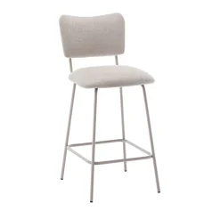 VANDER Lot de 2 chaises de bar en tissu et métal pieds beiges H65cm