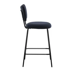 VANDER Lot de 2 chaises de bar en velours côtelé et métal H65cm