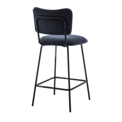 VANDER Lot de 2 chaises de bar en velours côtelé et métal H65cm