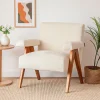 VEDA Fauteuil en tissu chenille et bois