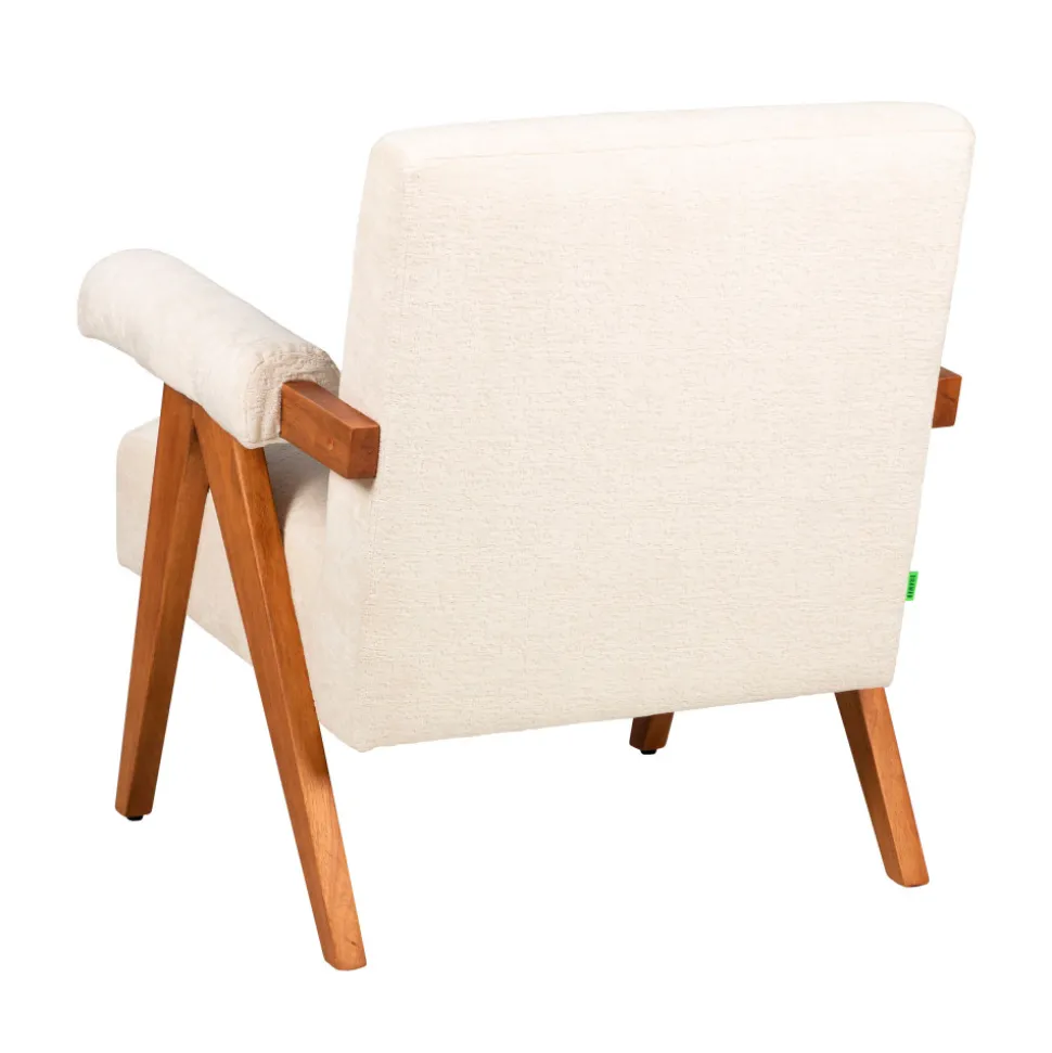 VEDA Fauteuil en tissu chenille et bois