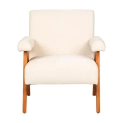 VEDA Fauteuil en tissu chenille et bois