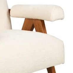 VEDA Fauteuil en tissu chenille et bois