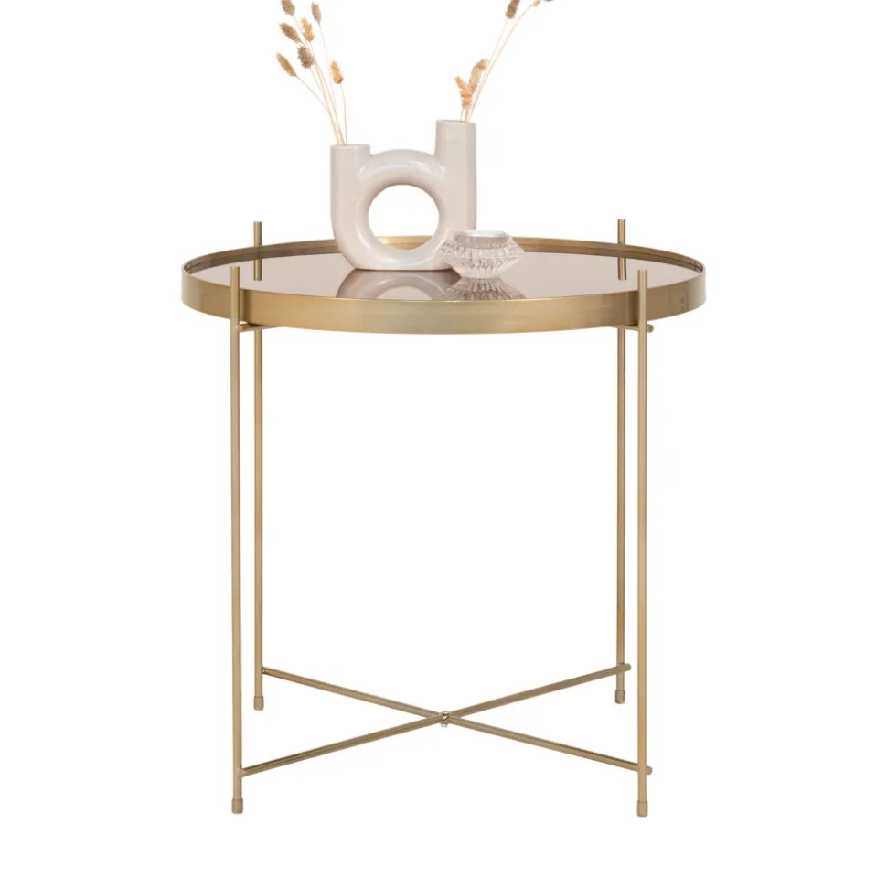 VENEZIA Table basse en verre et métal ø48xh48cm