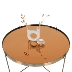VENEZIA Table basse en verre et métal ø70xh40cm