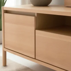 VERADE Meuble TV 2 portes 1 tiroir en bois L180cm