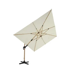 VEYA Parasol rectangulaire déporté en aluminium et effet bois 3x4m