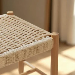 VICTOR Banc en corde tressée et bois L90cm