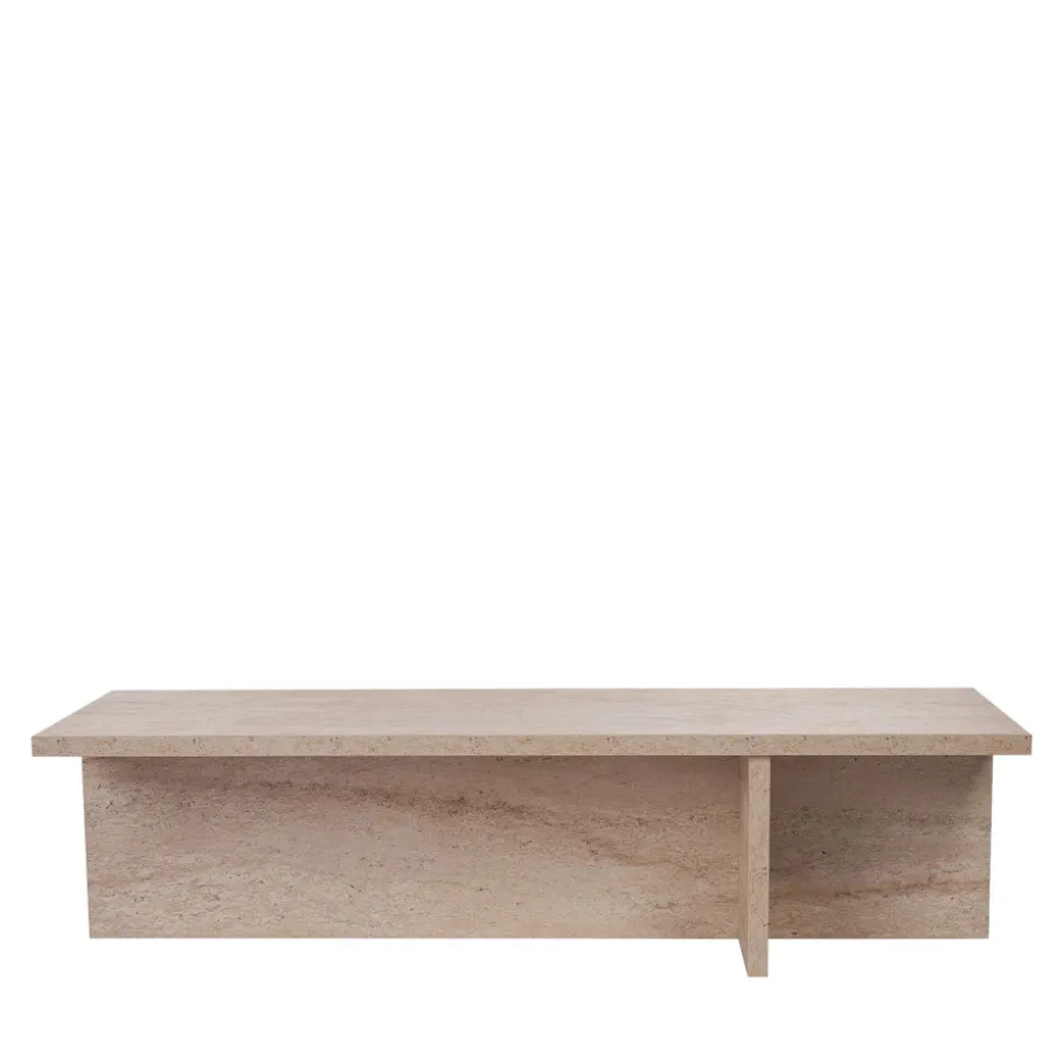 VIKA Table basse en effet travertin 120x45cm