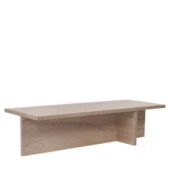 VIKA Table basse en effet travertin 120x45cm