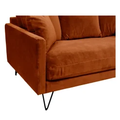 VILLABON Canapé 3 places en velours pieds épingles noirs
