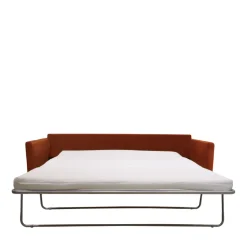 VILLABON Canapé convertible 4 places en velours pieds bois foncé
