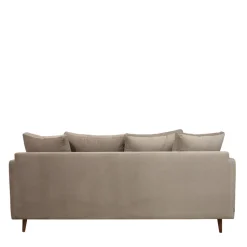 VILLABON Canapé convertible 4 places en velours pieds bois foncé