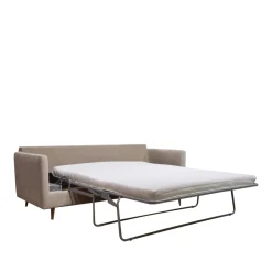 VILLABON Canapé convertible 3 places en velours pieds bois foncé