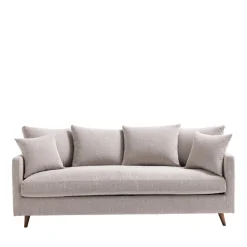 VILLABON Canapé convertible 3 places en tissu pieds bois foncé