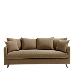 VILLABON Canapé convertible 3 places en tissu pieds bois foncé