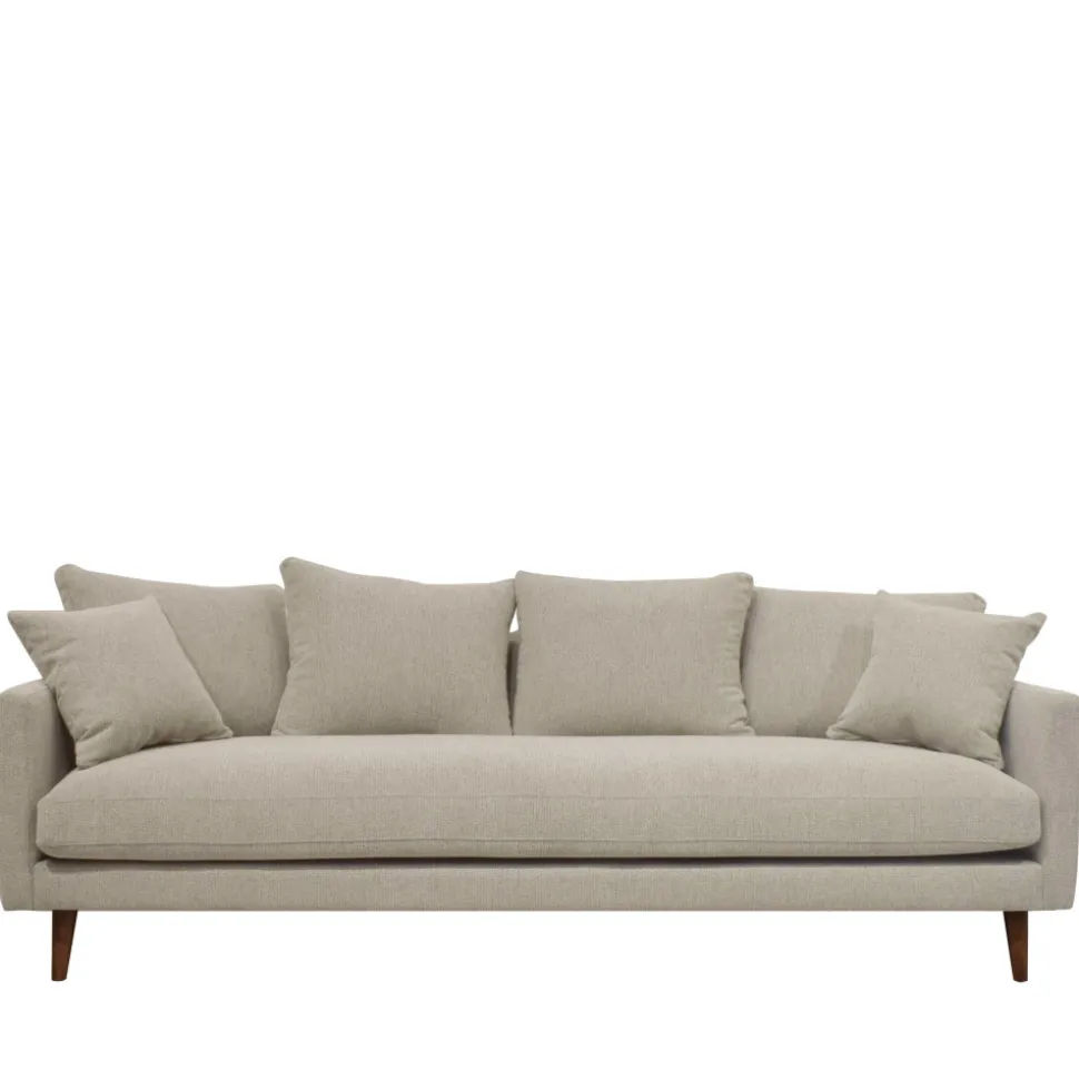 VILLABON Canapé convertible 4 places en tissu pieds bois foncé