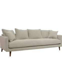 VILLABON Canapé convertible 4 places en tissu pieds bois foncé