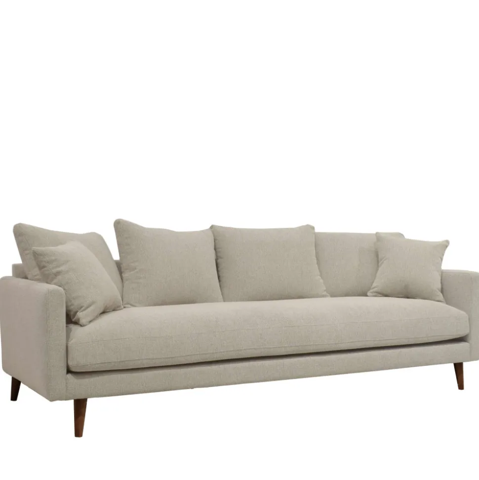 VILLABON Canapé convertible 4 places en tissu pieds bois foncé