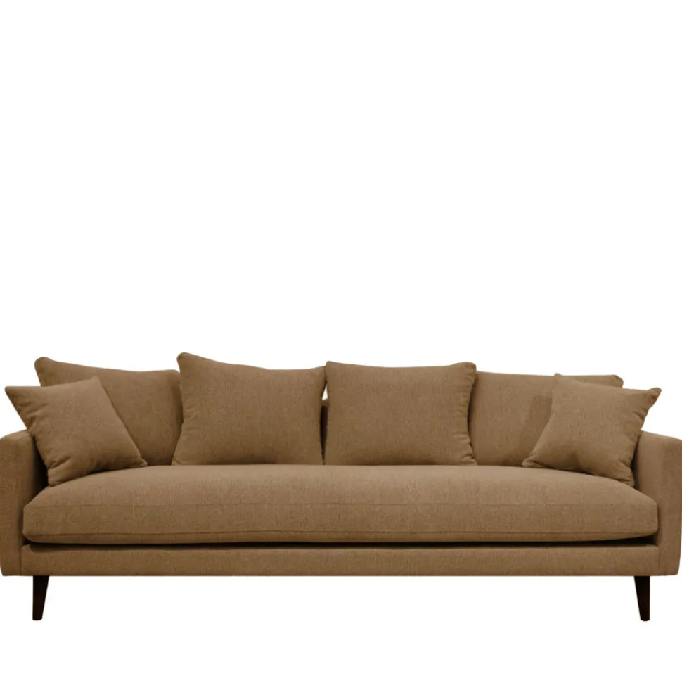 VILLABON Canapé convertible 4 places en tissu pieds bois foncé