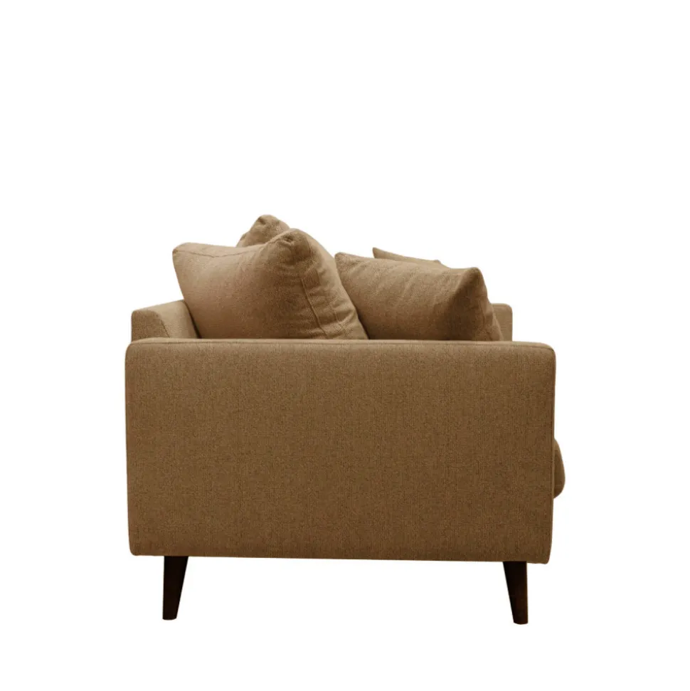 VILLABON Canapé convertible 4 places en tissu pieds bois foncé