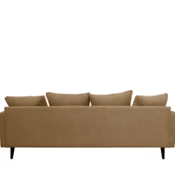 VILLABON Canapé convertible 4 places en tissu pieds bois foncé