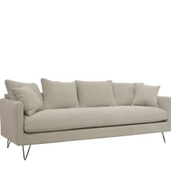 VILLABON Canapé convertible 4 places en tissu pieds épingles noirs