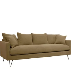 VILLABON Canapé convertible 4 places en tissu pieds épingles noirs