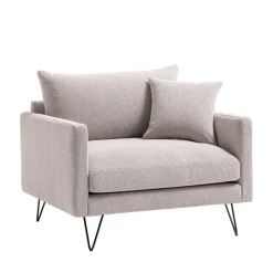 VILLABON Fauteuil XL en tissu pieds épingles noirs