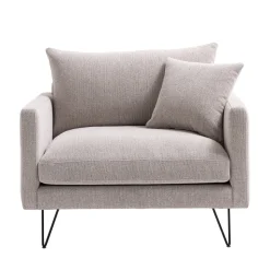 VILLABON Fauteuil XL en tissu pieds épingles noirs