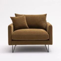 VILLABON Fauteuil XL en tissu pieds épingles noirs