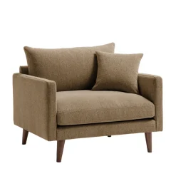 VILLABON Fauteuil XL en tissu pieds bois foncé