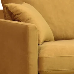 VILLABON Fauteuil XL en velours pieds bois foncé
