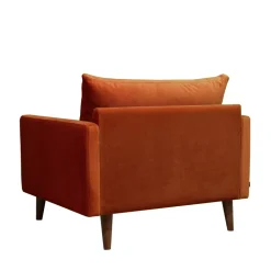 VILLABON Fauteuil XL en velours pieds bois foncé