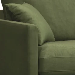 VILLABON Fauteuil XL en velours pieds bois foncé