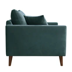 VILLABON Fauteuil XL en velours pieds bois foncé