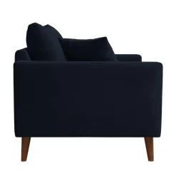 VILLABON Fauteuil XL en velours pieds bois foncé