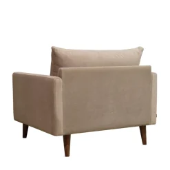VILLABON Fauteuil XL en velours pieds bois foncé