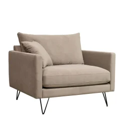 VILLABON Fauteuil XL en velours pieds épingles noirs