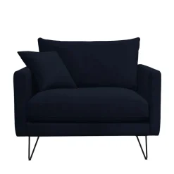 VILLABON Fauteuil XL en velours pieds épingles noirs
