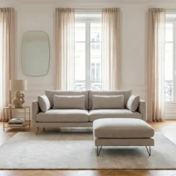 VILLABON Pouf en tissu pieds épingles noirs